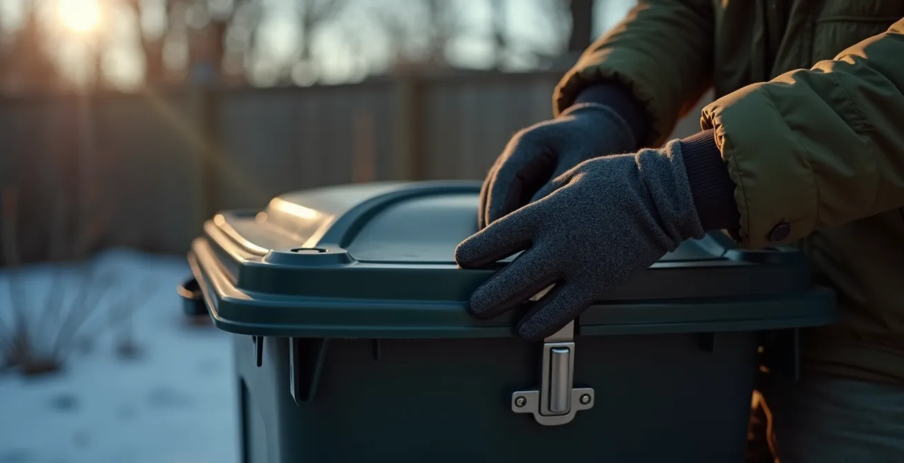 Composteur avec système de verrouillage et grillage métallique pour protection contre les animaux