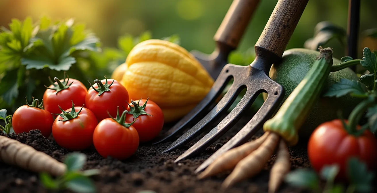 Composition symbolique montrant la valeur à long terme de l'investissement dans une grelinette de qualité