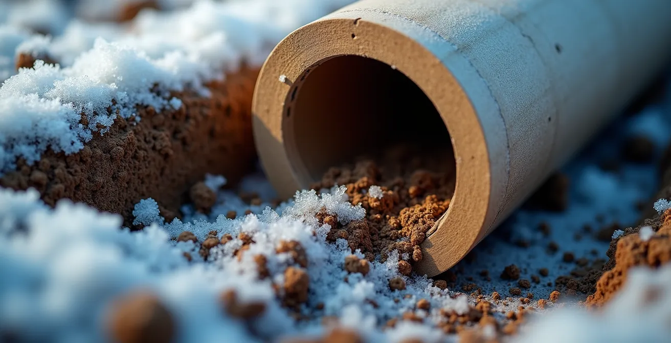 Vue en coupe d'un Sonotube installé sous la ligne de gel au Québec